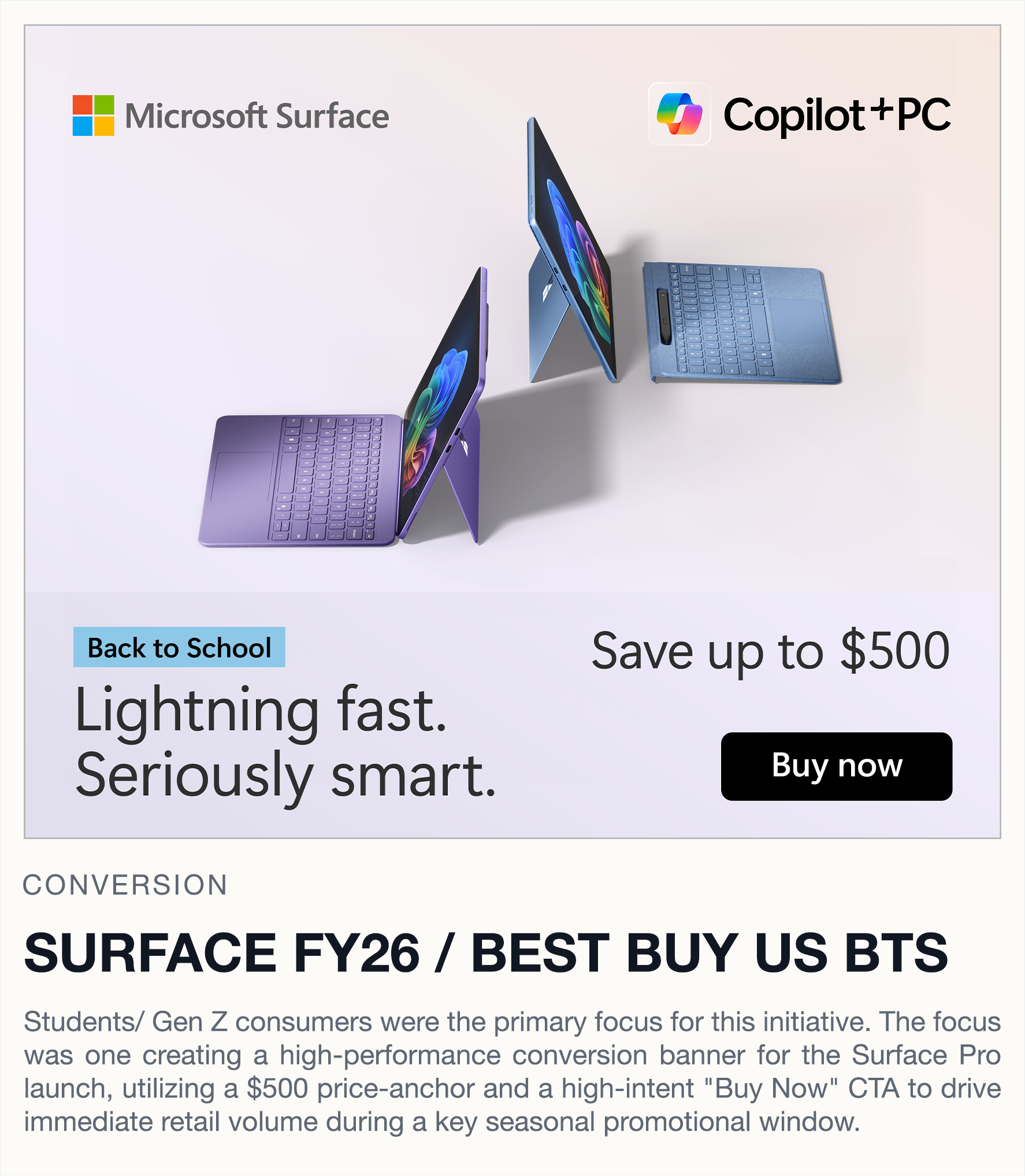 Surface campaign creative.